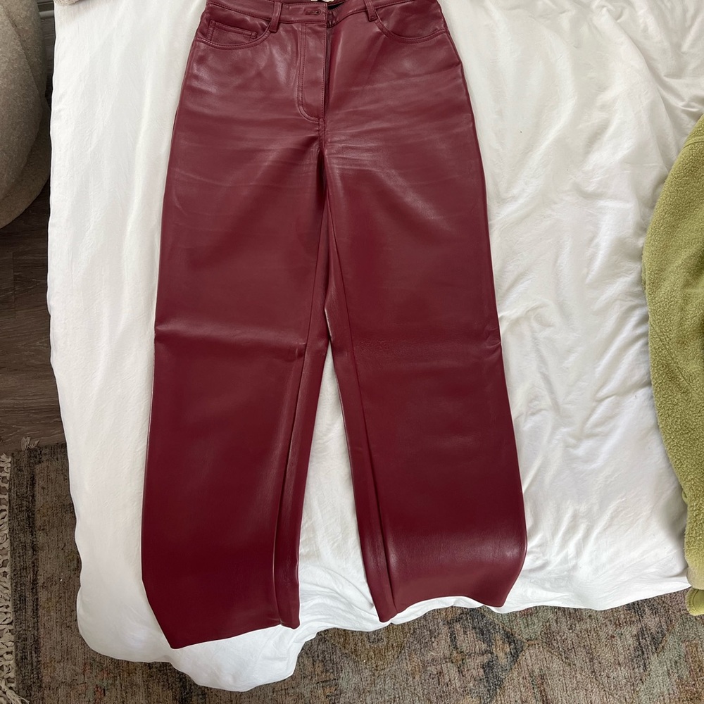 Wilfred Deep Red Leather Pants